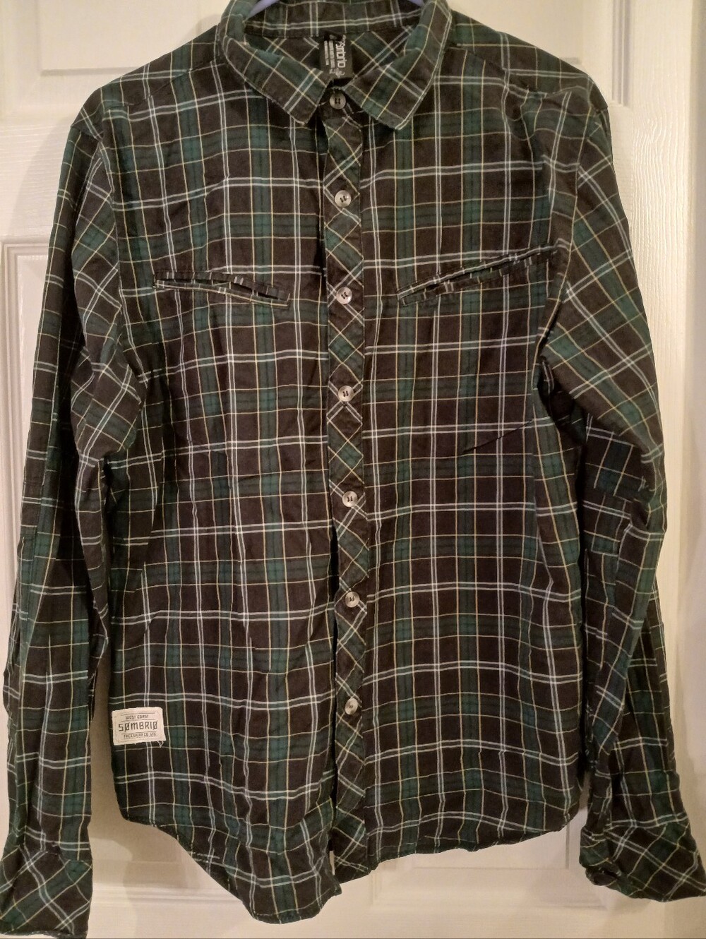 Sombrio Men's Plaid Technical Flannel MTB Riding Shirt - Green/Black Size Large